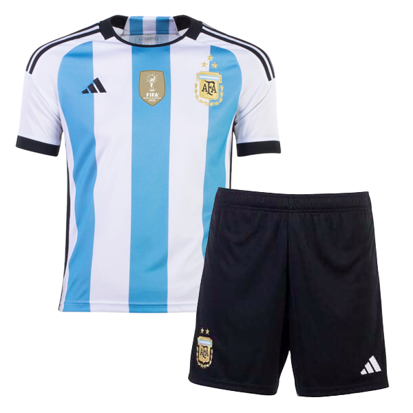 Argentina Three Star Home Kids Football Kit 22/23
