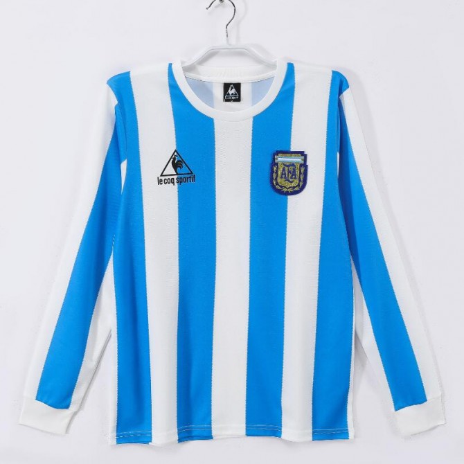 Retro Argentina Home Long Sleeve Jersey 1986